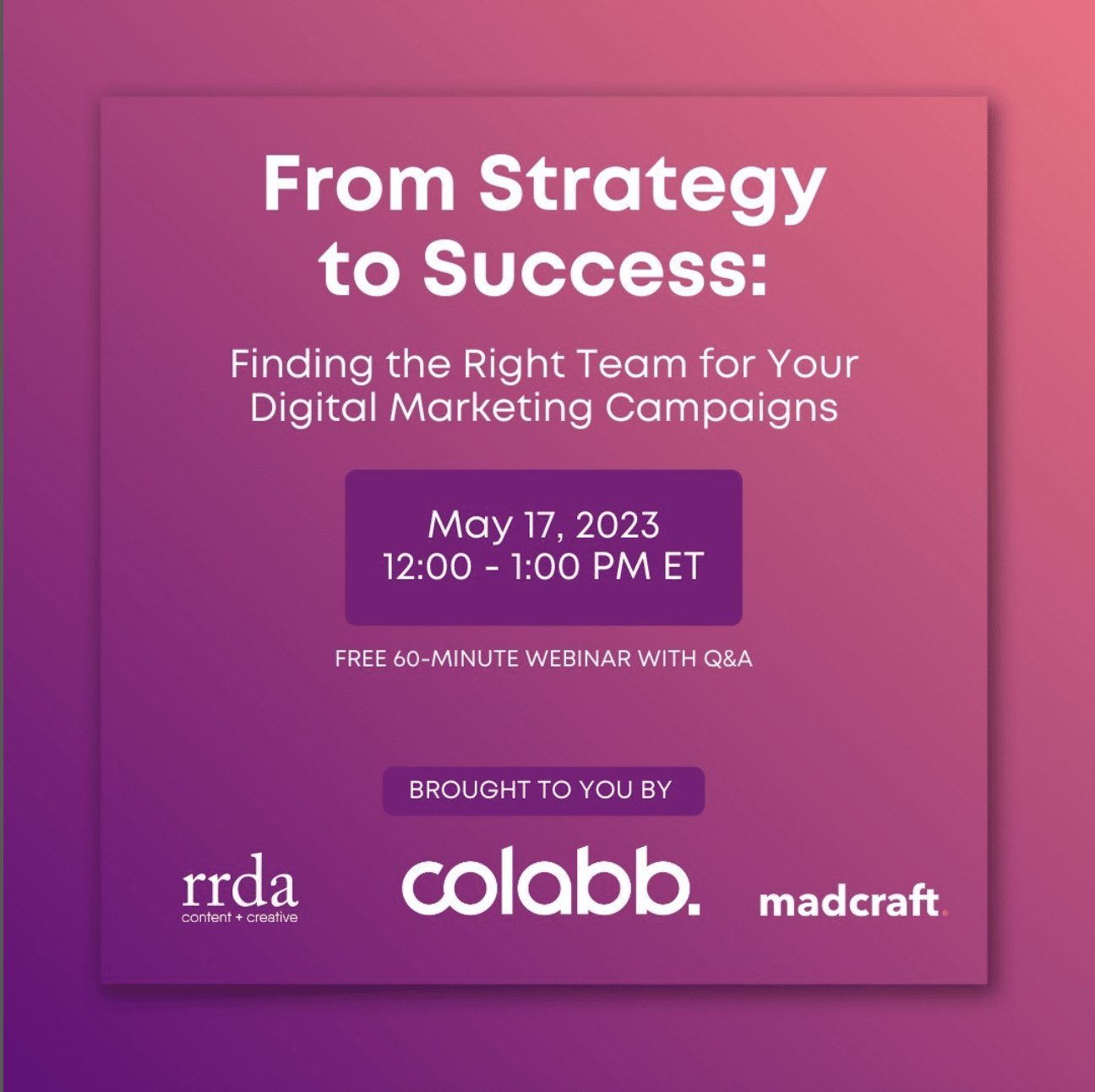 From strategy to success poster | Events and webinars hosted by Colabb